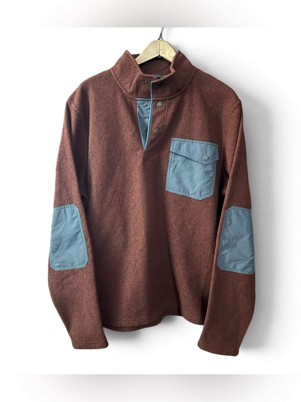 L.L. Bean Allagash Fleece Henley Pullover in Dark Russet Brown Sz Large